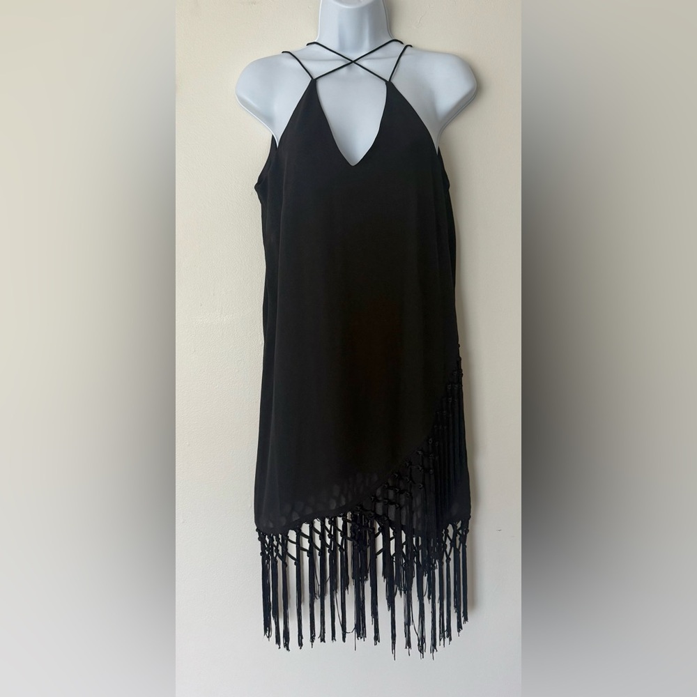 Forever 21 S Black Sleeveless Dress with Fringe